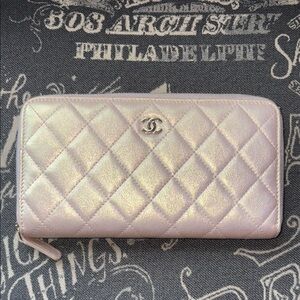 Pink Iridescent Chanel Zippy Wallet